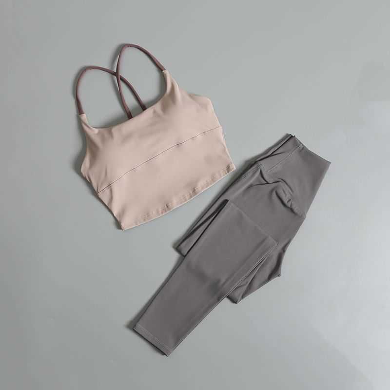 pink bra+medium grey trousers