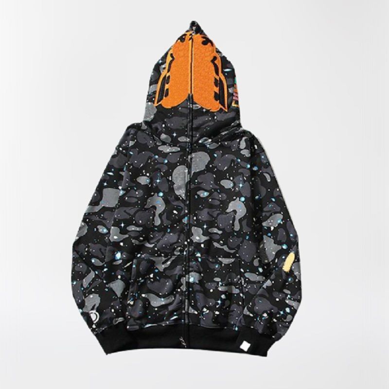 Pure Cotton Shark Hoodies Mens Black Luxury Hoodie Animal Printing