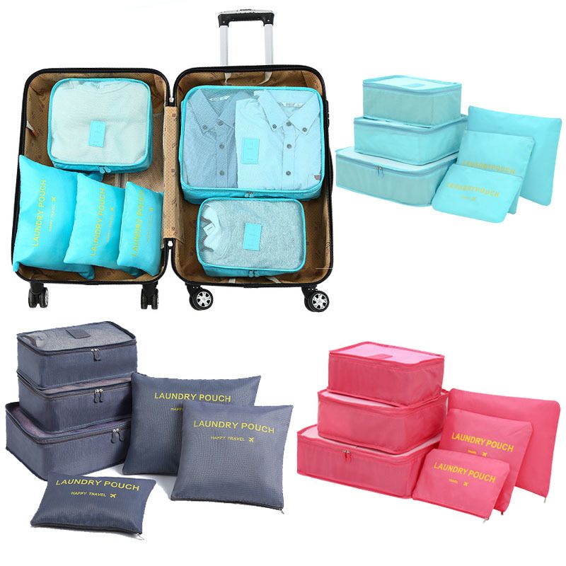 6PCS Travel Storage Bag Set Shoe Clothes Luggage Organizer Bags