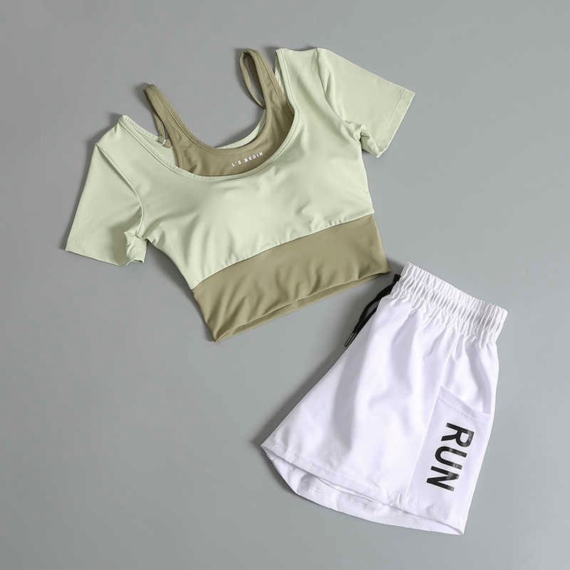 light green short sleeve+white shorts