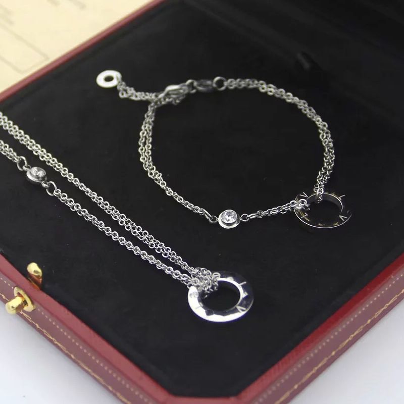 Sliver Necklace Bracelet Set