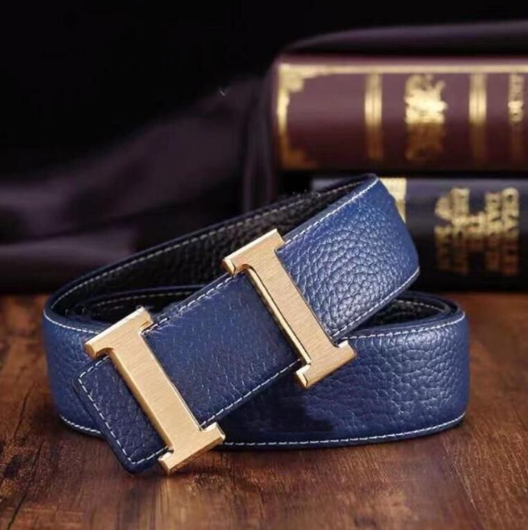 Blue belt+gold buckle