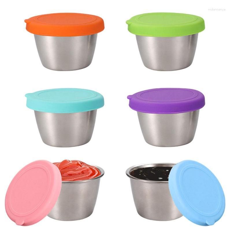 6Pcs Salad Dressing Container Stainless Steel Small Condiment