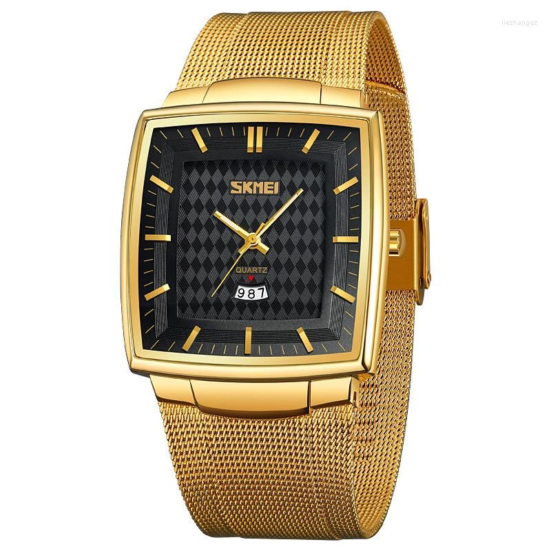 Wristwatches Luxury Men Watch Luminous Hands Wide Mesh Steel Band Reloj With Calendar Dial Male Quartz Wristwatch Business Man Square Clock From 22,29 € | DHgate