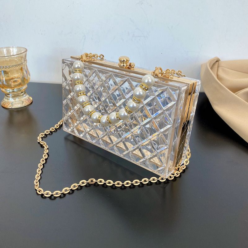 Wholesale Summer ladies transparent clear box handbags acrylic clutch bag  From m.