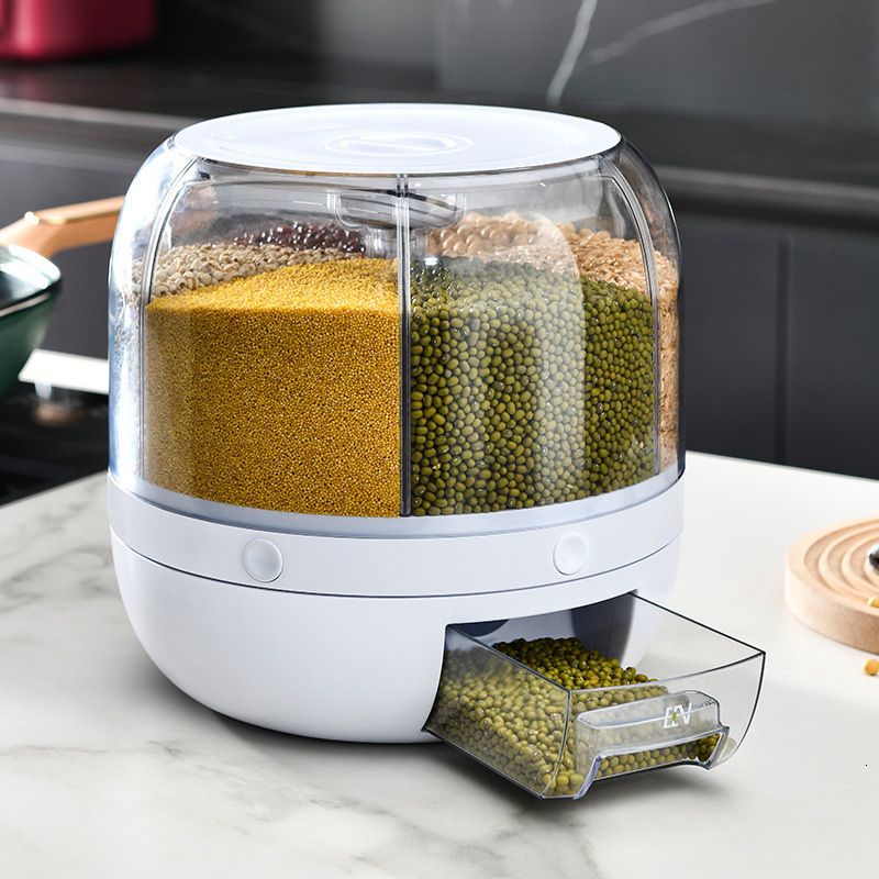 Compre Grande recipiente de armazenamento de alimentos 360 ° barris de  arroz giratórios selados dispensador de cereais tanque de arroz caixa de  grãos recipiente de armazenamento de cozinha