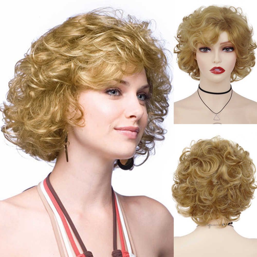 Synthetic Wigs GNIMEGIL Synthetic Brown Curly Wigs For Women Short Hair