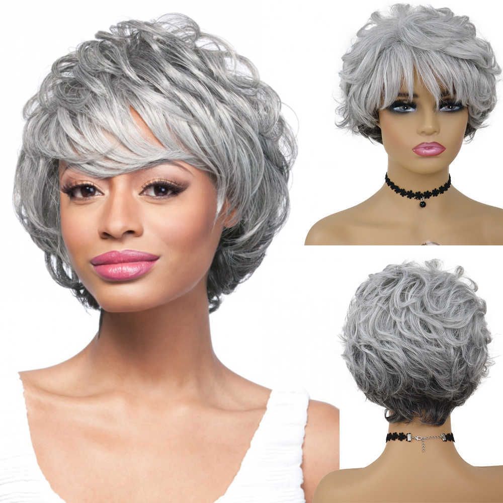 Synthetic Wigs GNIMEGIL Synthetic Brown Curly Wigs For Women Short Hair