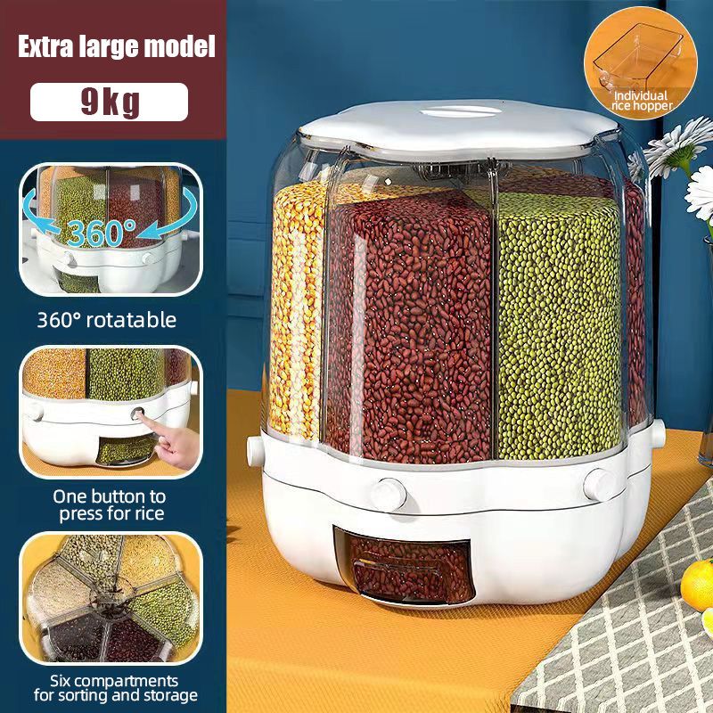 Compre Grande recipiente de armazenamento de alimentos 360 ° barris de  arroz giratórios selados dispensador de cereais tanque de arroz caixa de  grãos recipiente de armazenamento de cozinha