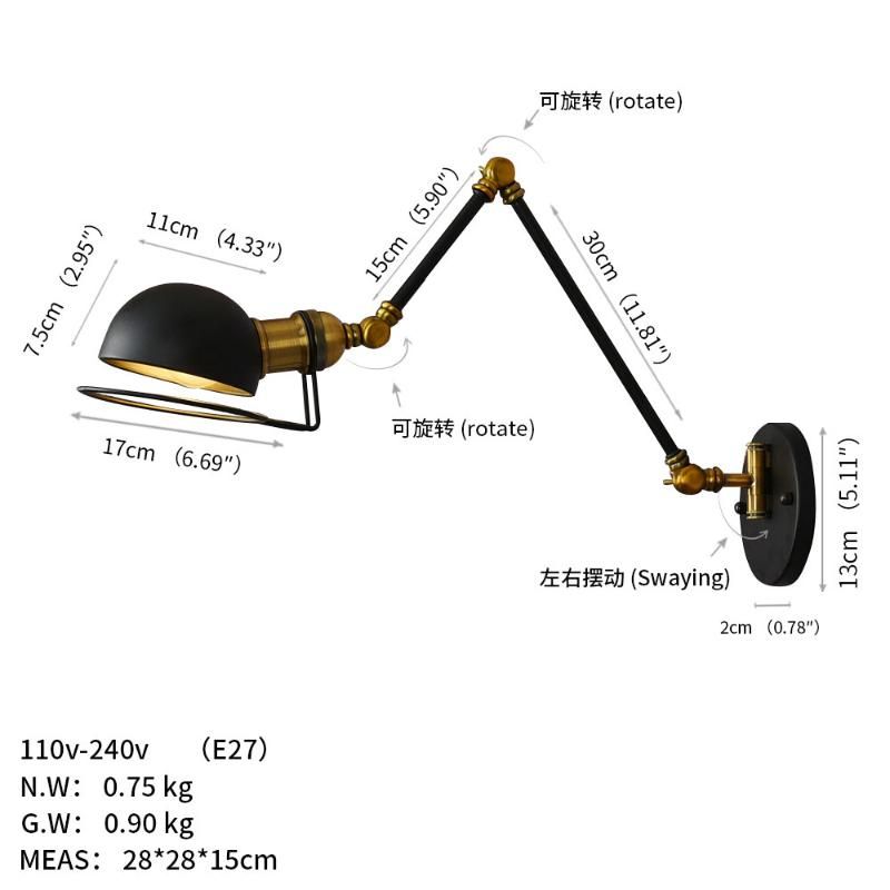 Swing de izquierda y derecha 4W LED CALIENTE Luz cálida