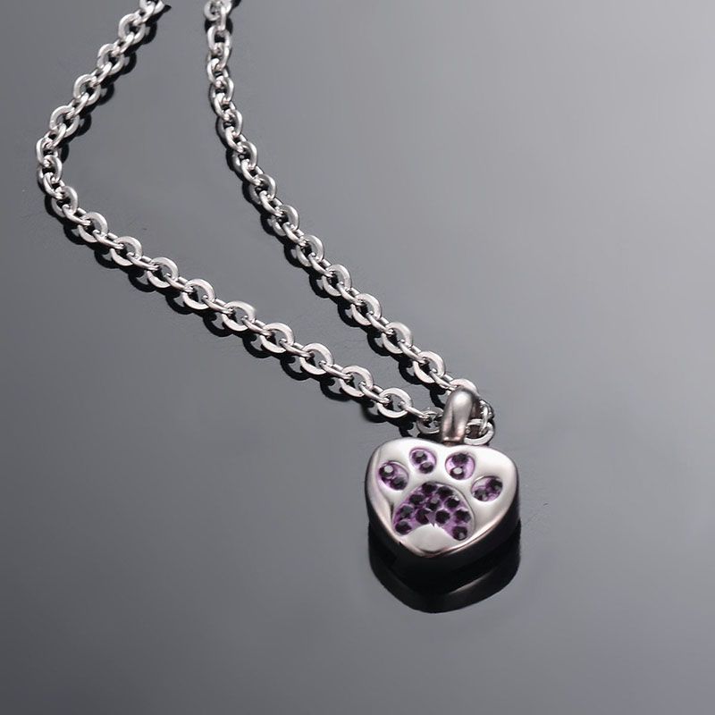 Purple paw pendant Engraved 50cm