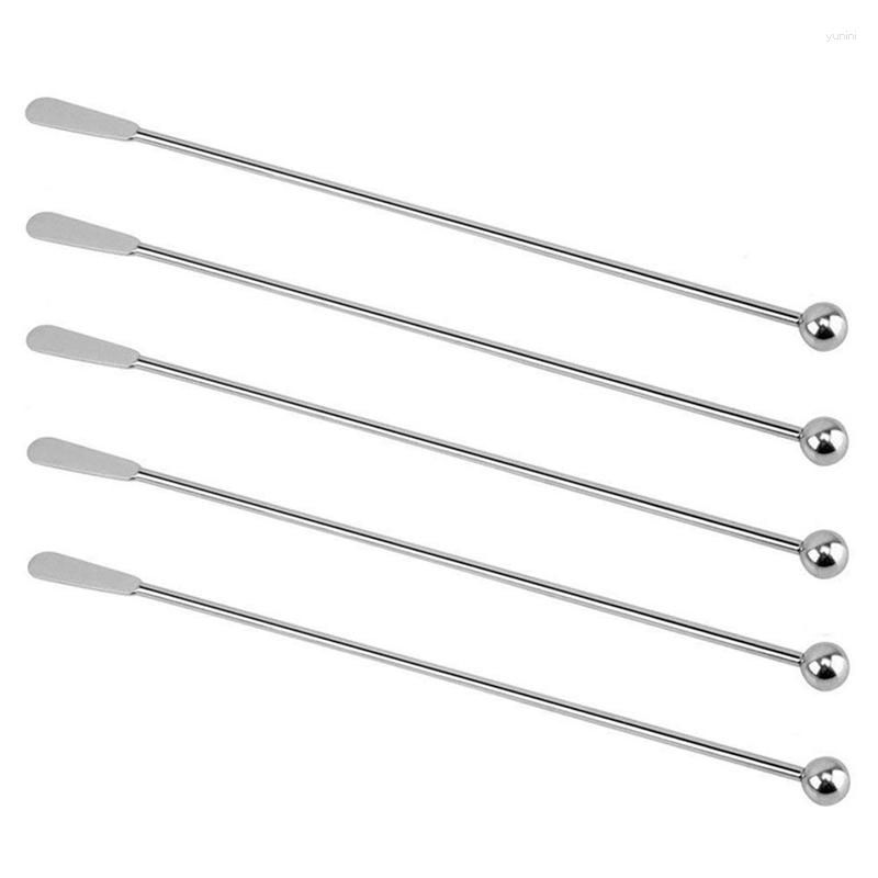 5pcs Stainless Steel Coffee Beverage Stirrer Cocktail Drink Stir Stick,  Silver