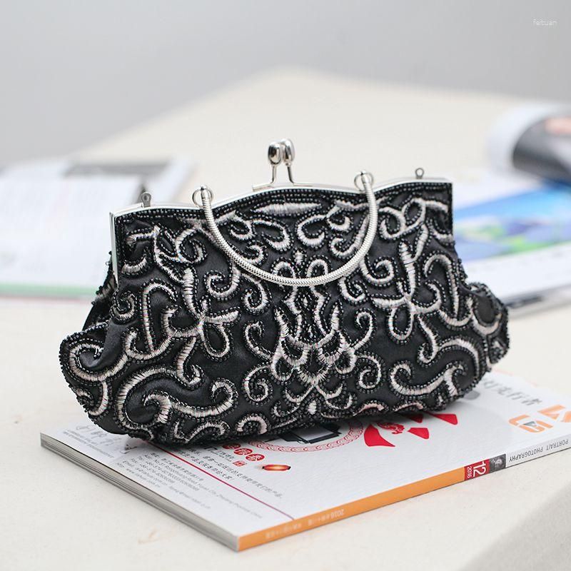 Female Black Wedding Embroidered Clutch Bag