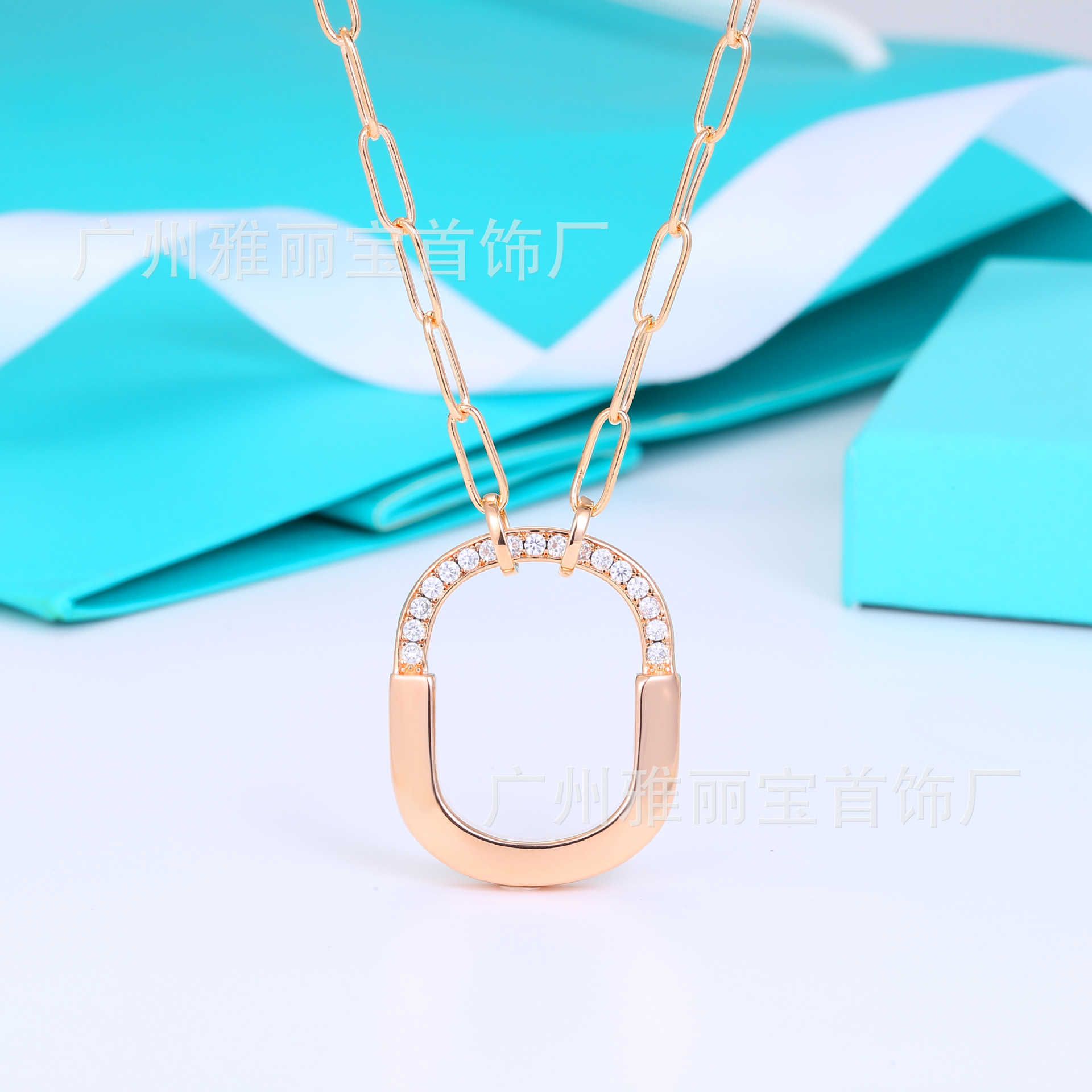 Rose Gold Semi Diamond Necklace