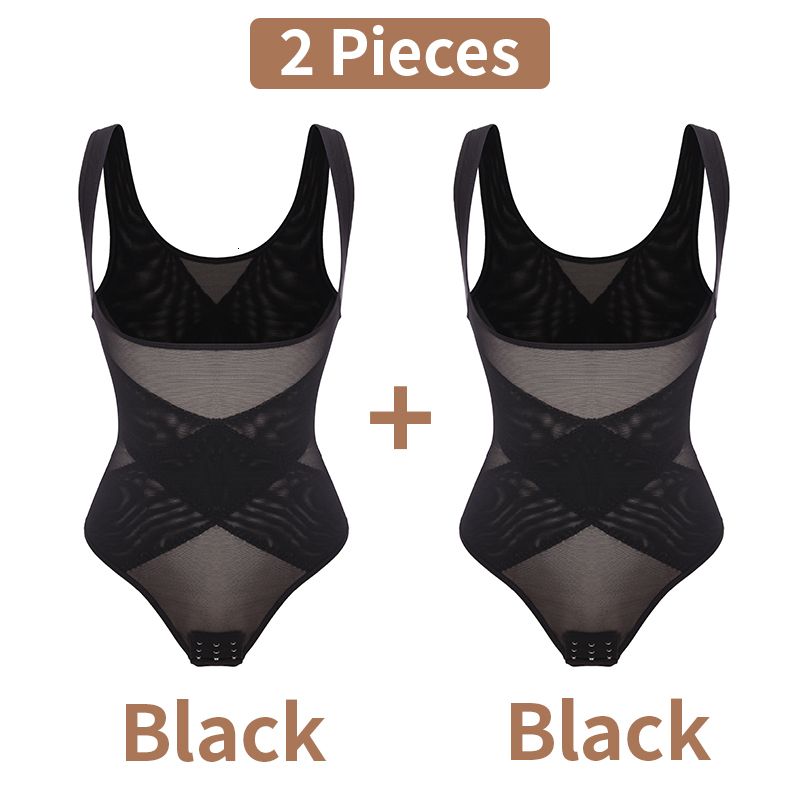 2PCS Thongs Black