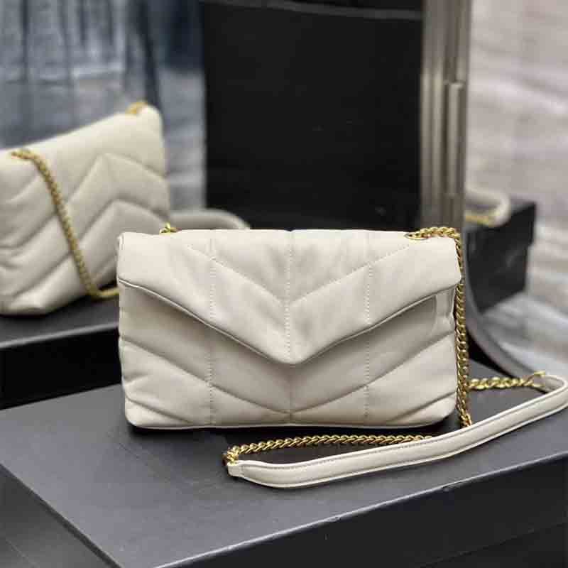 23cm-gold chain - white bag