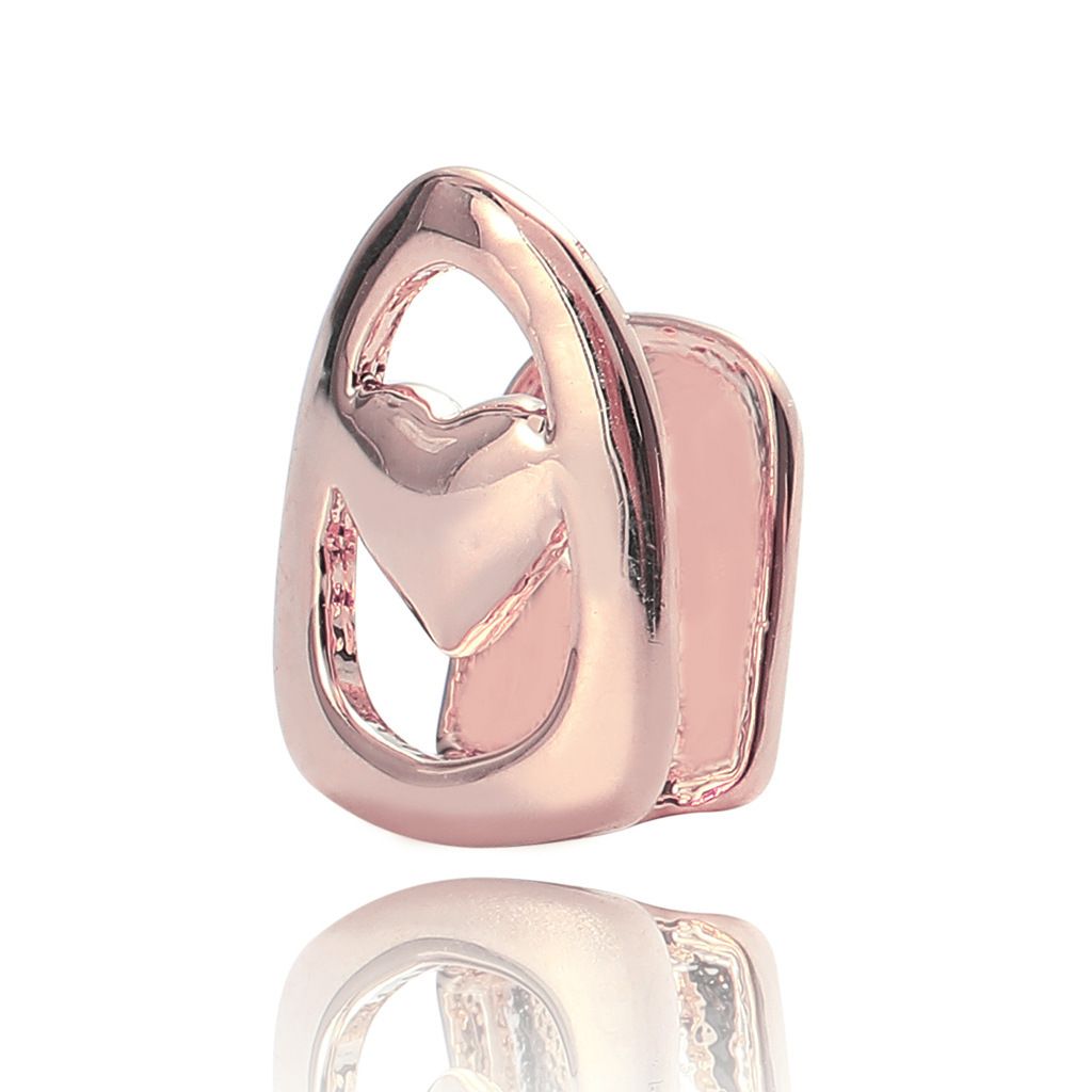 Hip Hop Rapper Dental Teeth Grillz Gold Braces Hollow Out Heart Love ...