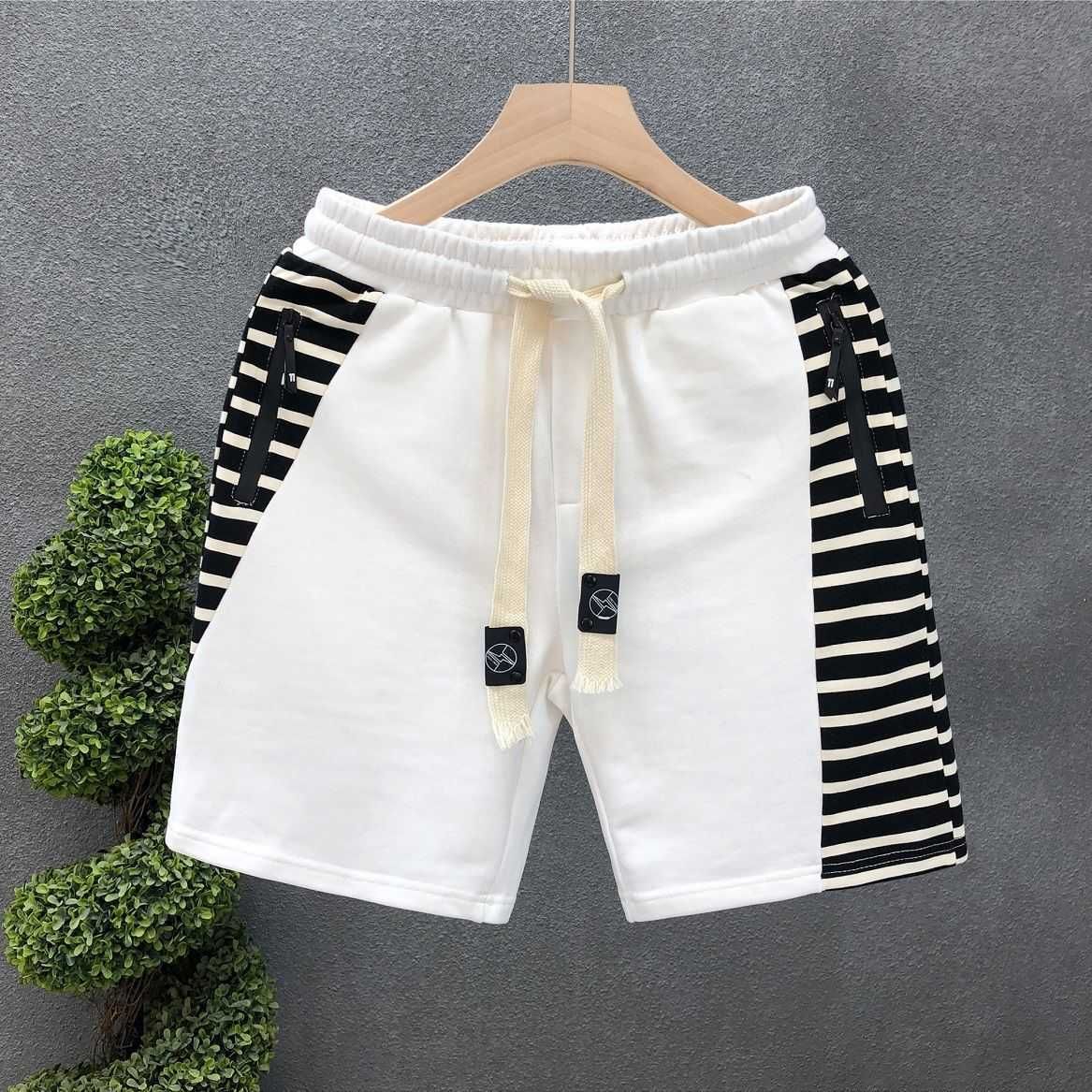 white - striped shorts