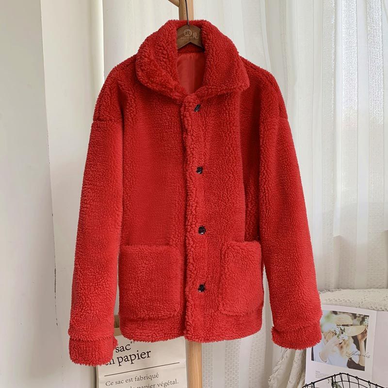 Veste de teddy rouge