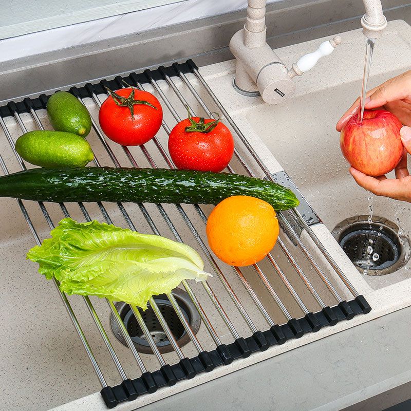 Roll up Drain Rack, Foldable Dish Drying Rack Over The Sink, Drain