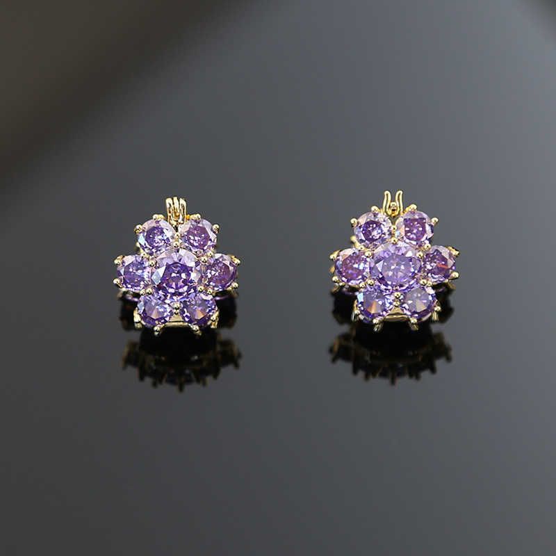 Boucles d'Oreilles Zircon Double Face - Violet-