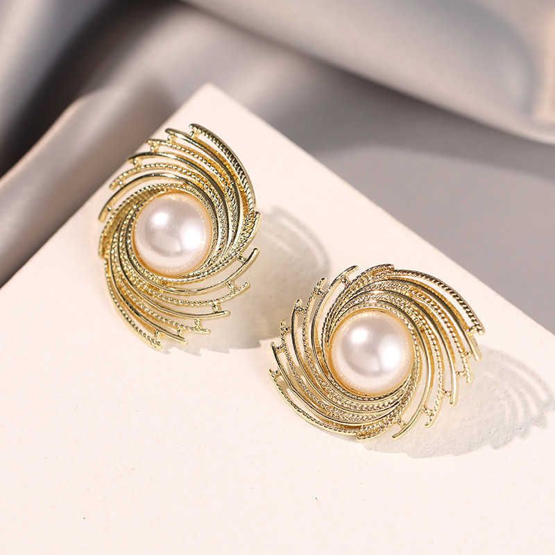 metal wrapped pearl earrings