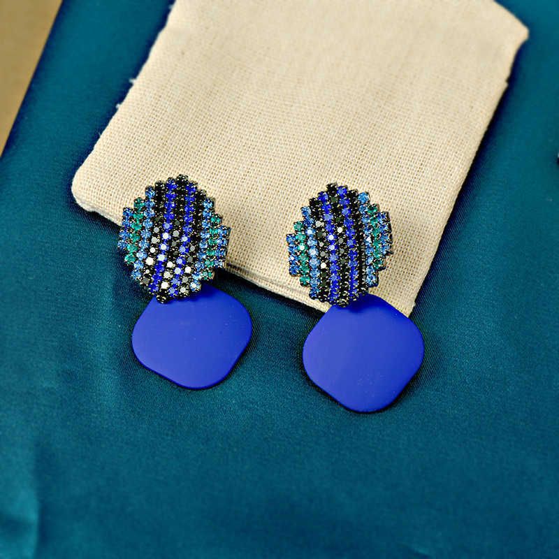 Royal Blue Contrast Full Diamond Earri