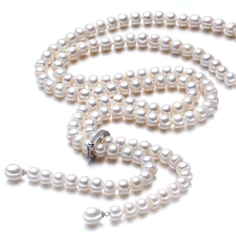 Collier perle blanche 90cm