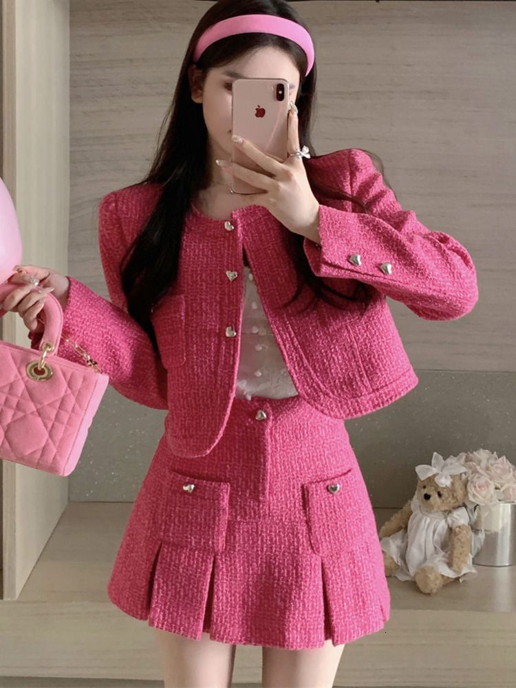 High Quality Small Fragrance Tweed 2 Piece Sets Women Outfits