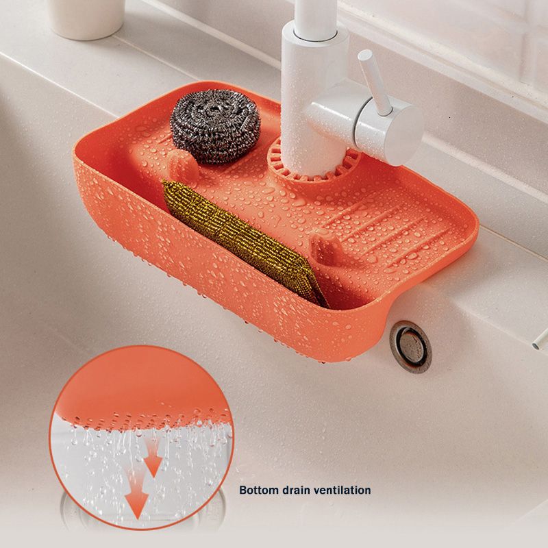 Silicone Kitchen Faucet Mat For Sink Sponge Drain Rack Foldable Sink Mat  Faucet Splash Catcher Bathroom Countertop Protector Mat