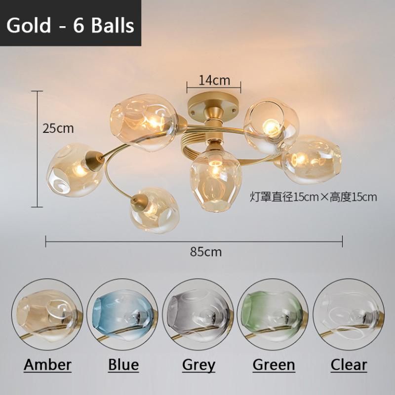 Gold - 6 Balls Grey Ball No Bulbs