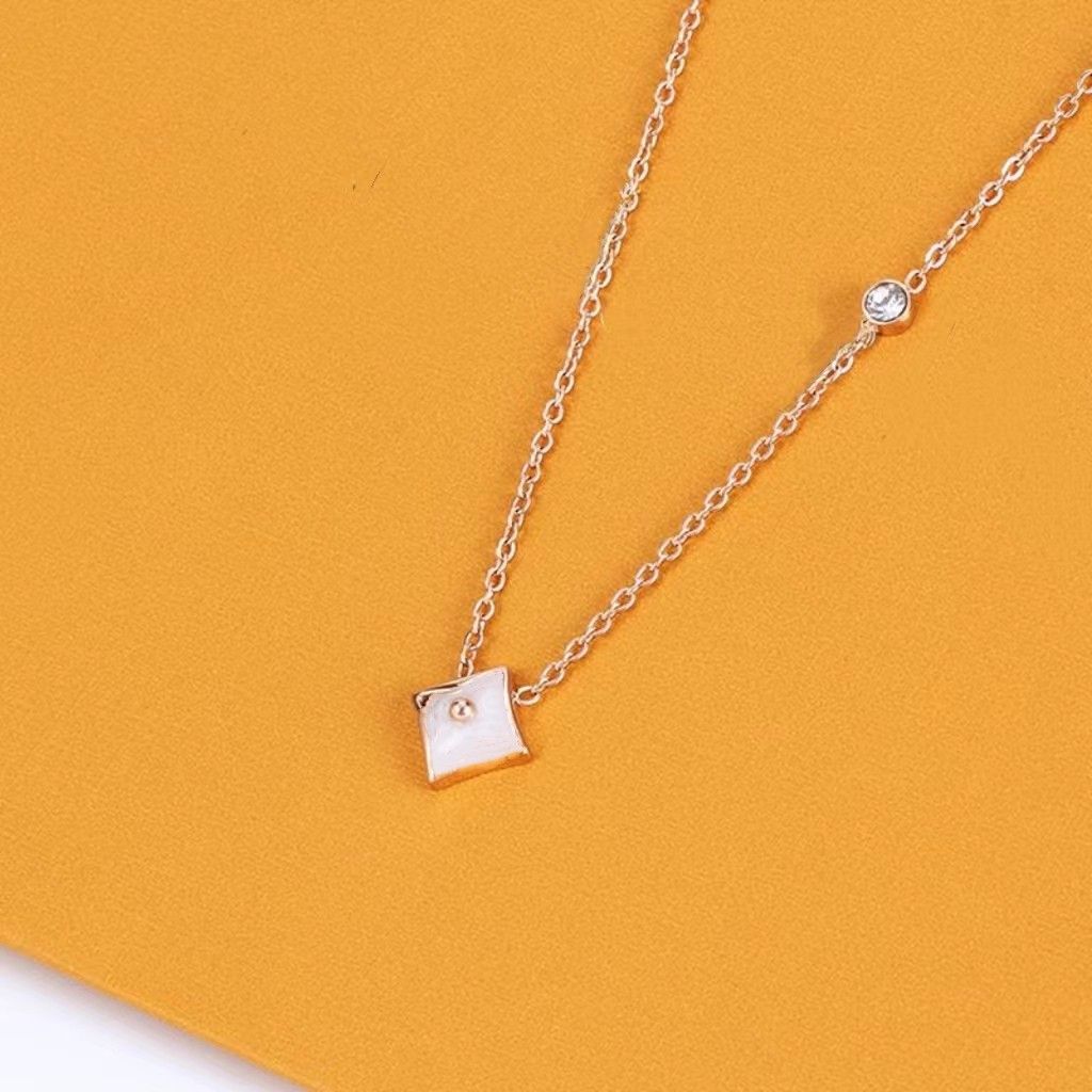 Rose Gold Square Flower Necklace