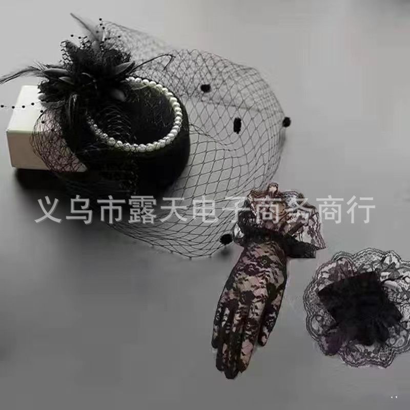 黒い帽子の手袋
