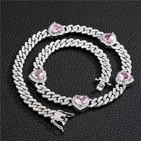 Silverhalsband (40 cm) med fem rosa