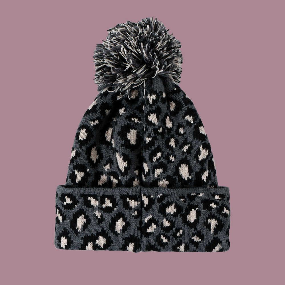 ullboll leopard stickad hatt - svart