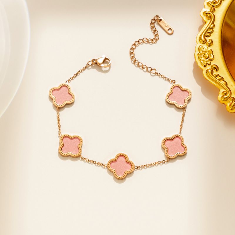 Roségouden ketting+roze