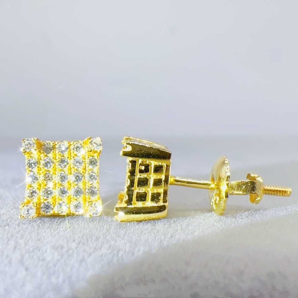 Gold-6.7mm Square Earrings