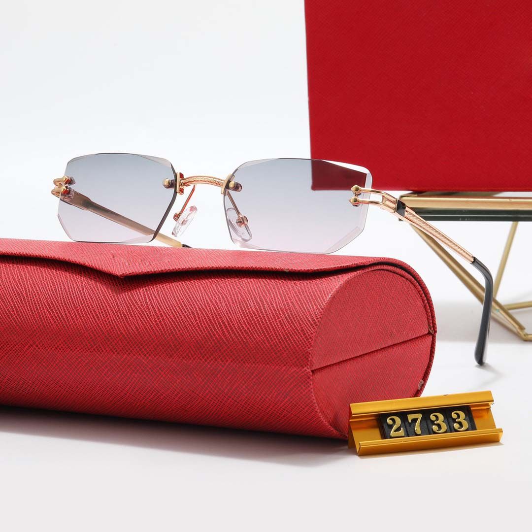 Solbriller Designer Mode Stelløse Herrer Cartmetal Dame Halvt stel Rektangel Briller med styrke Anti-Blu-ray_voghion.com