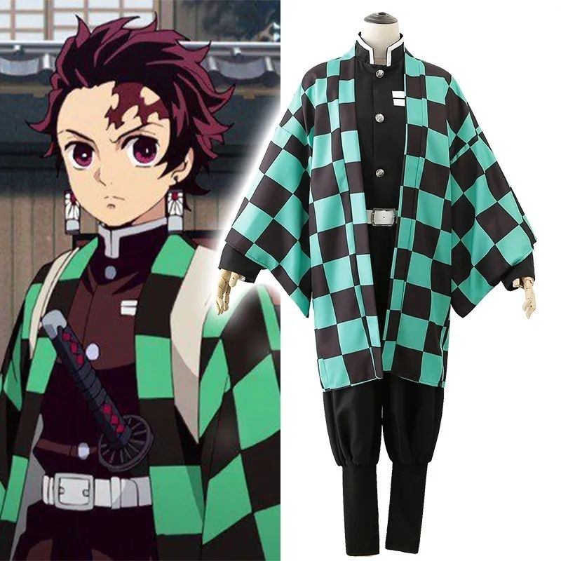 Demon Slayer Kamado Tanjirou Costume Kamado Nezuko Kimono Cardigan Anime  Jacket Coat Top for Unisex Adult Kids 