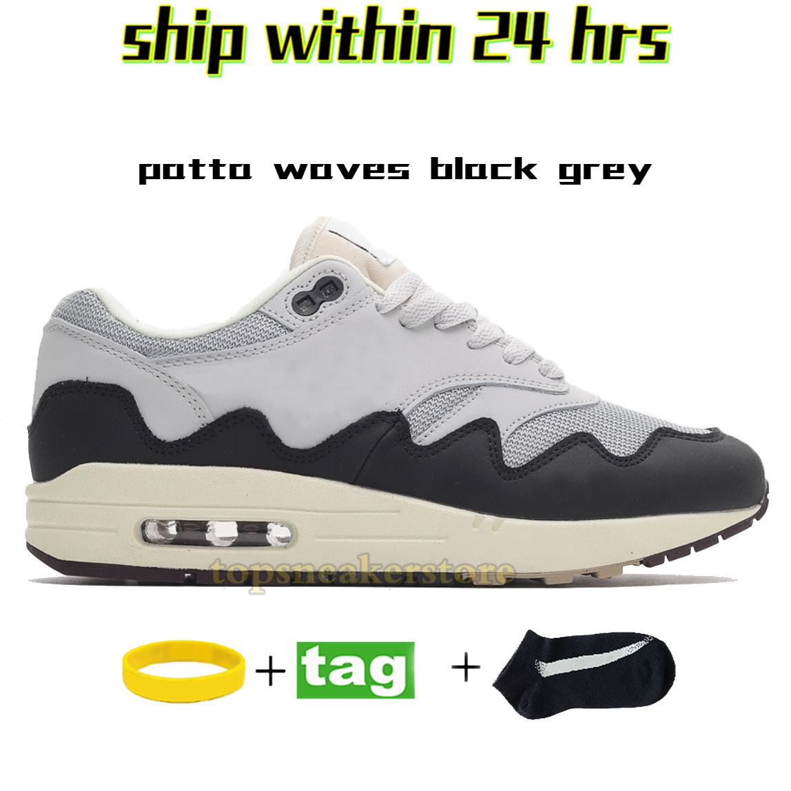 20 vagues de patta noir gris