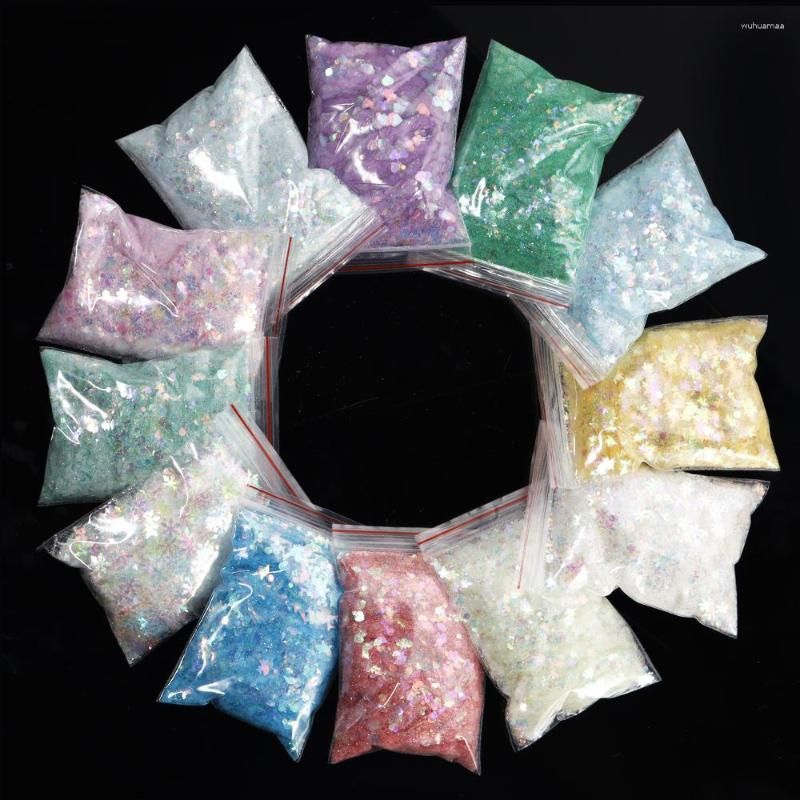 50g Iridescent Mixed Hexagon Laser Nail Glitter Sequins Chunky