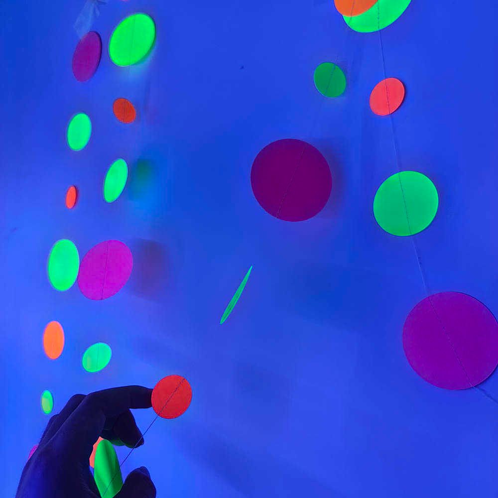 Glow Neon Party Decoration Round Dot Hanging Banner Neon Streamers Neon  Paper Garland Black Light Decor For Glow Party Supplies HKD230825 HKD230825  From Lulu_iemon_store, $4.88
