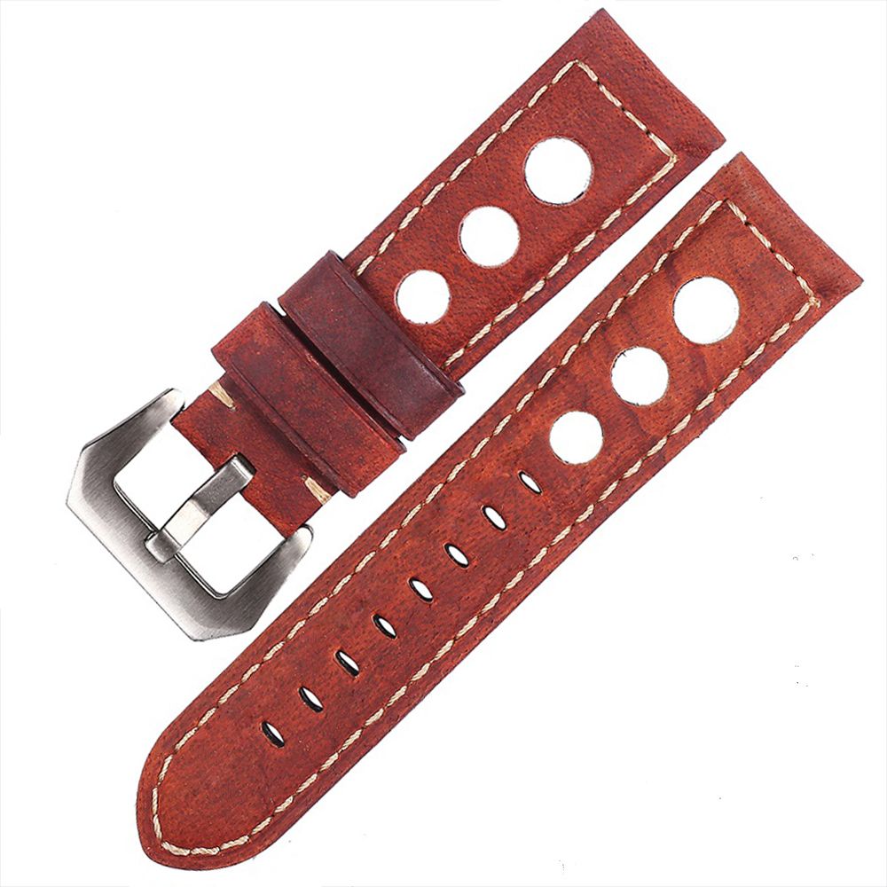 Red-Silver Buckle-24mm