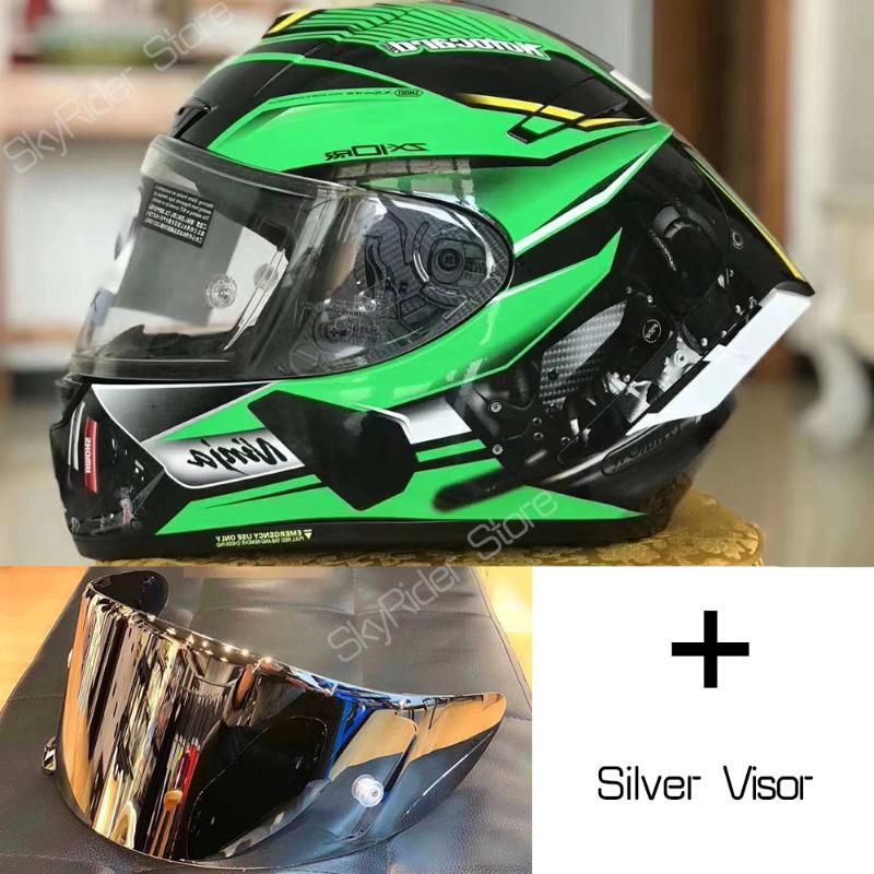 A with silver visor