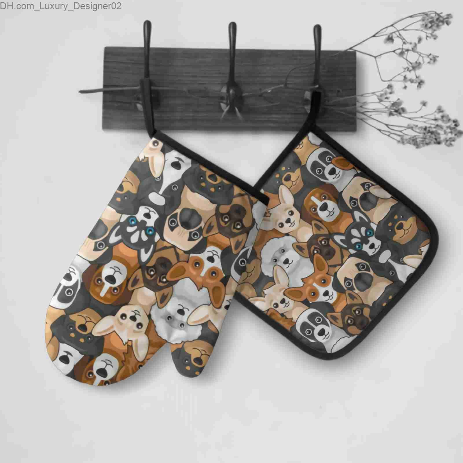 Cute Corgi Dog Heat Resistant Oven Mitts and Pot Holders Sets Non Slip  Kitchen Gloves Hot Pads with Inner Cotton Layer for Cooking BBQ Baking  Grilling