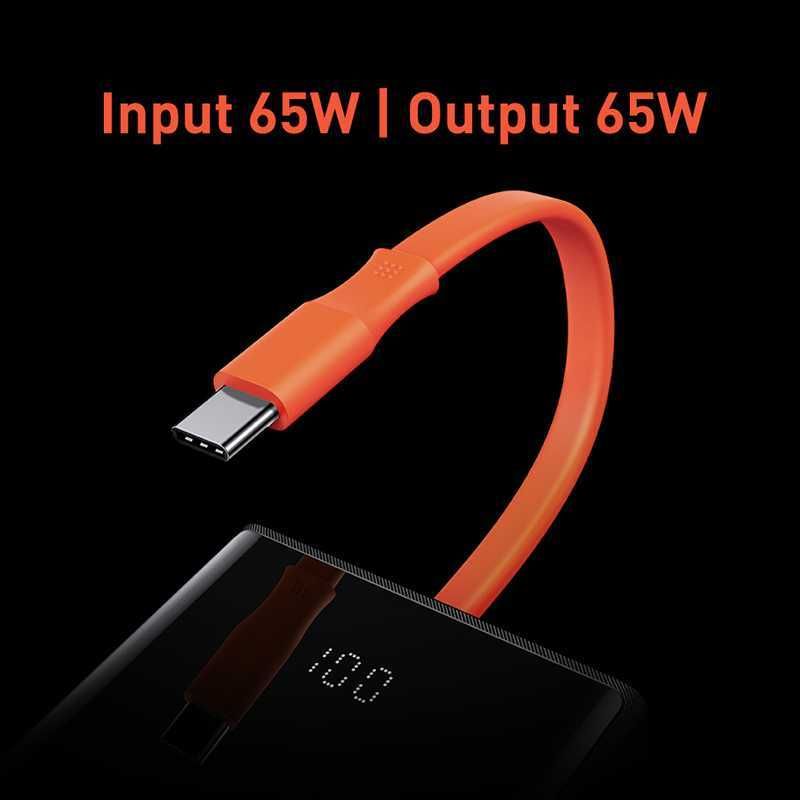 65w Power Bank 20000mah avec câble bidirectionnel de type C batterie externe  pour téléphone et ordinateur portable, charge rapide à trois ports