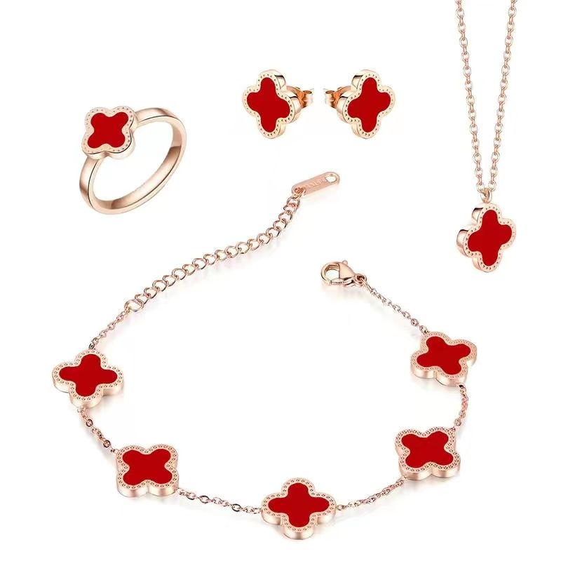 Rose Gold Chain Red Four Piece Set