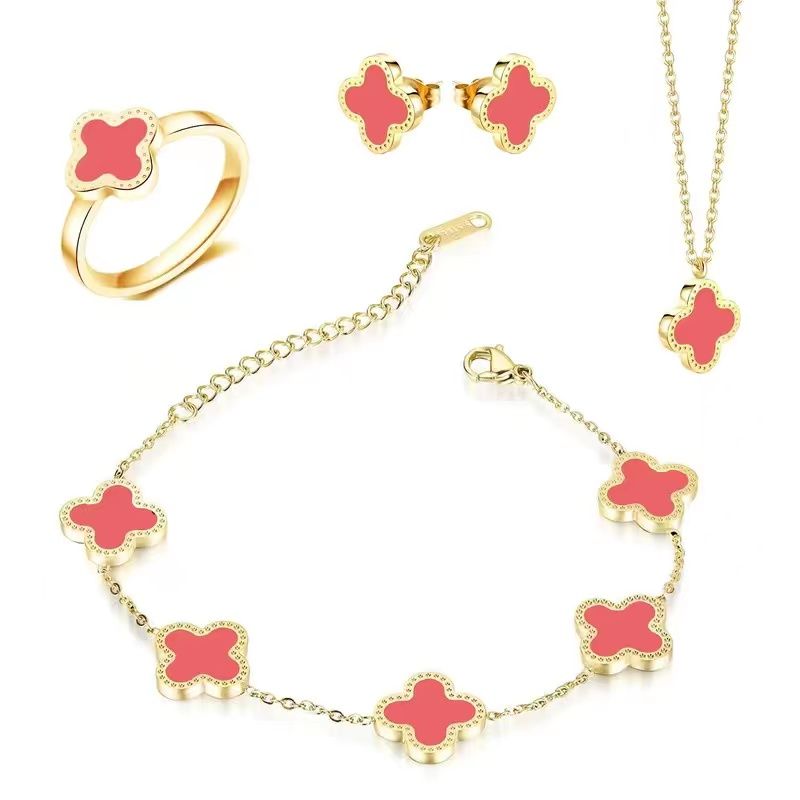 Gold Chain Pink Four Piece Set