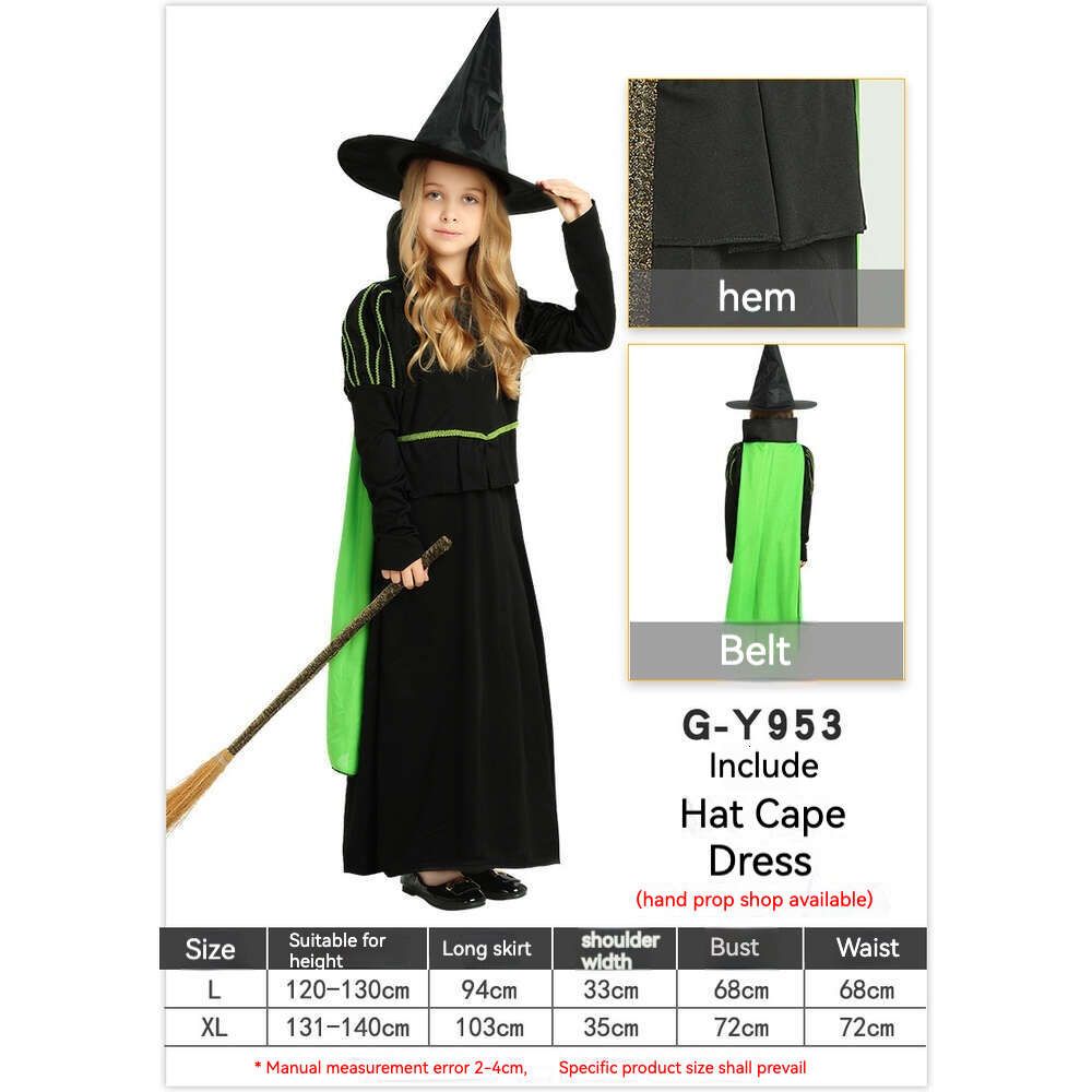 Dziewczyna#039; S Green Cloak Witch G-Y953