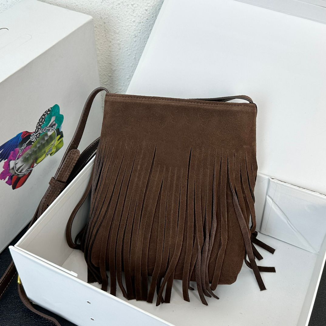 Frosted PU Leather Tassel Fringe Bags Vintage Fashion Designer Bag
